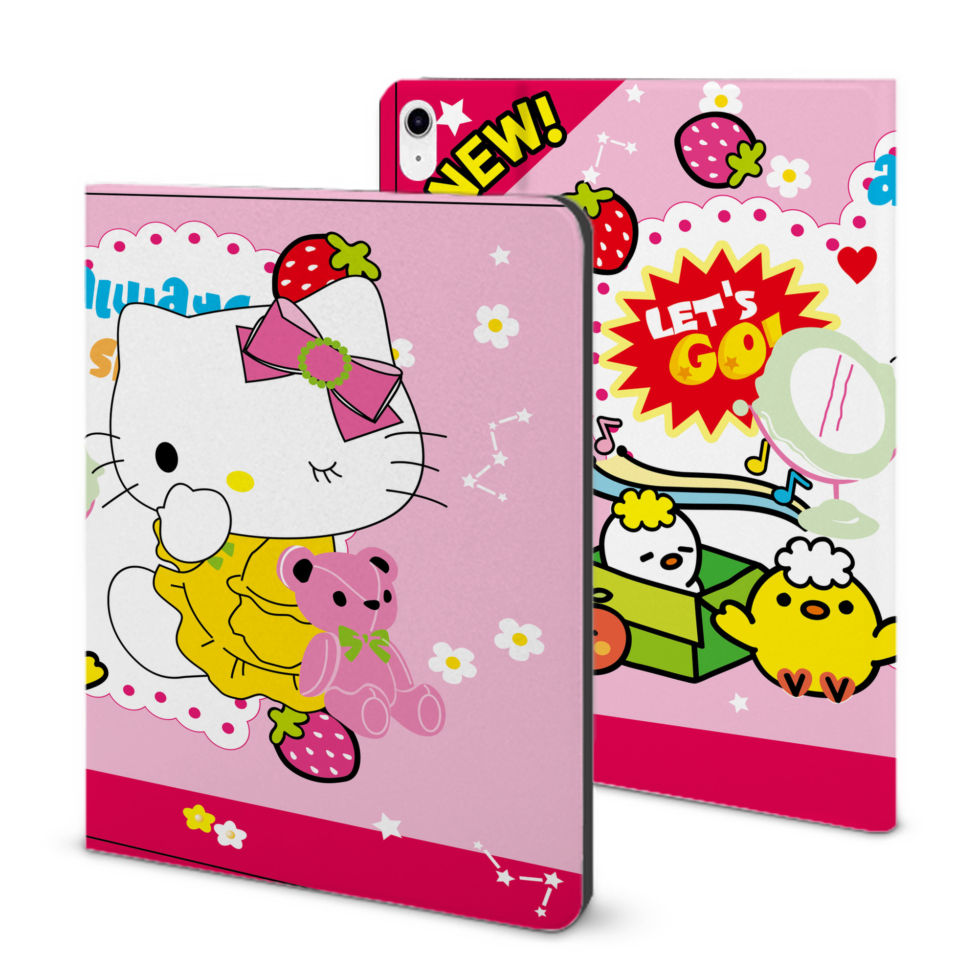 （画像用） Hello Kitty ハローキティ IPad ケース ブック型 PUレザー TPU 耐衝撃 軽量 薄型 ペン収納なし 全面保護 IPad 各モデル対応
